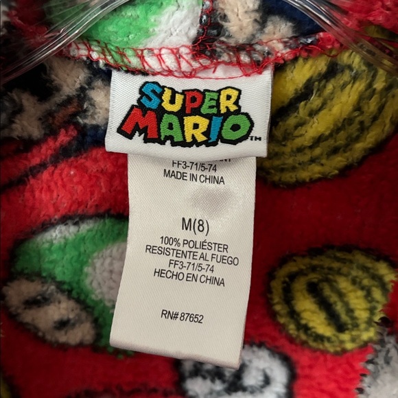 Super Mario Bros Nintendo Kids Boys Girls Red Hooded Robe Medium - Picture 3 of 5